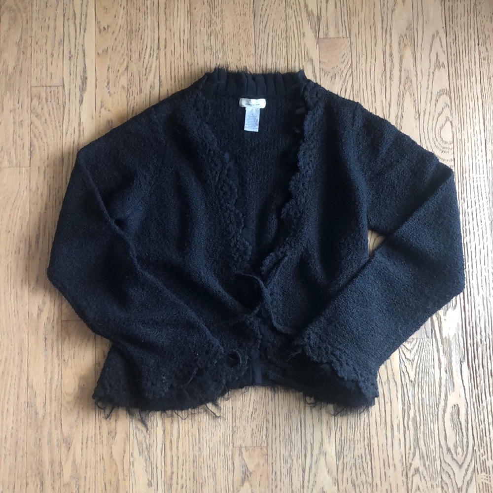 Sleeping on Snow black tie front cardigan L